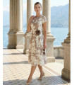 Zelda Beige Elegantes Kleid mit zartem Glanz