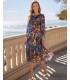 Airy midi dress made of synthetic silk with a floral pattern