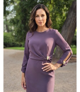 Noa Bakłażan- rochie elegantă până sub genunchi