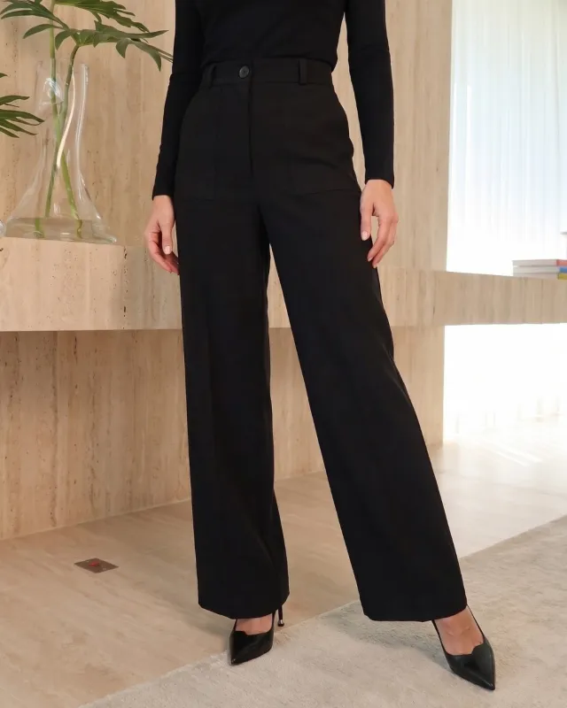 Emilia Czarne Eleganckie Spodnie