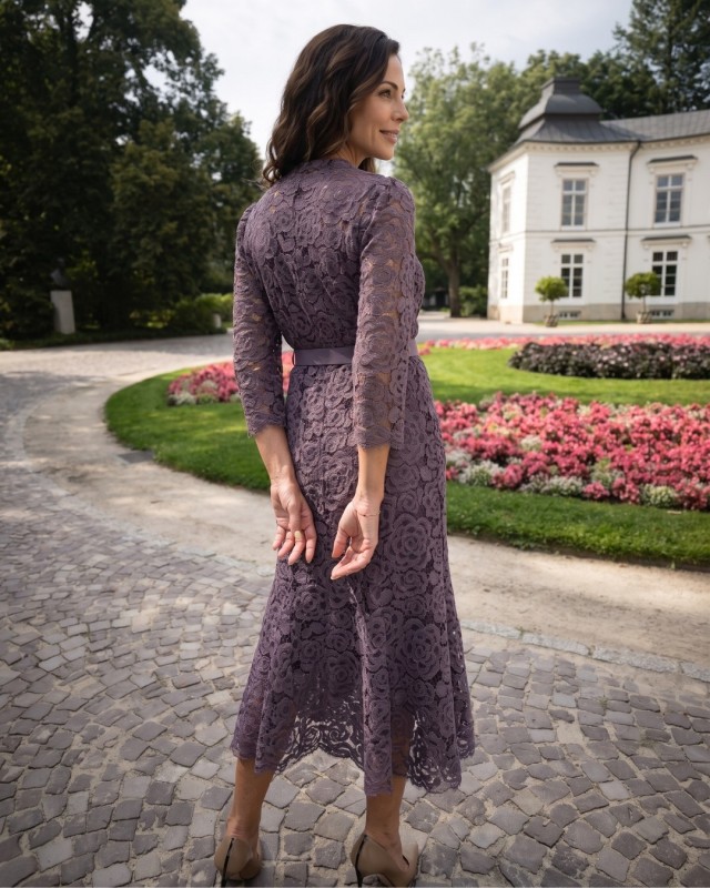 Azzura eggplant lace midi dress