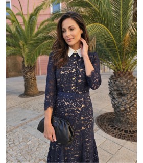 Azzura Rochie bleumarin din dantelă cu guler