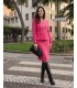 Amaranth women's suit with gold buttons | POZA