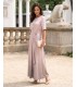 Langes puderfarbenes Abendkleid mit Glanz | POZA