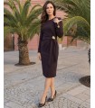 Silvia brąz elegancka dzianinowa sukienka