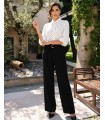 Apolonia schwarze weite Hose mit dekorativem Gürtel