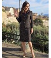 Loretta Brown elegant jacquard skirt suit