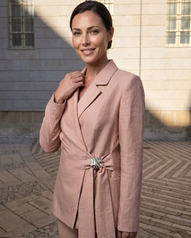 Rosa Damenanzug mit gebundener Jacke | POZA