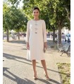 Selene Béžové viskózové šaty střihu A s ozdobnými knoflíky