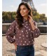 polka dot shirt blouse with decorative buttons