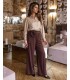 Braune Hose mit weitem Bein und abnehmbarer Rose