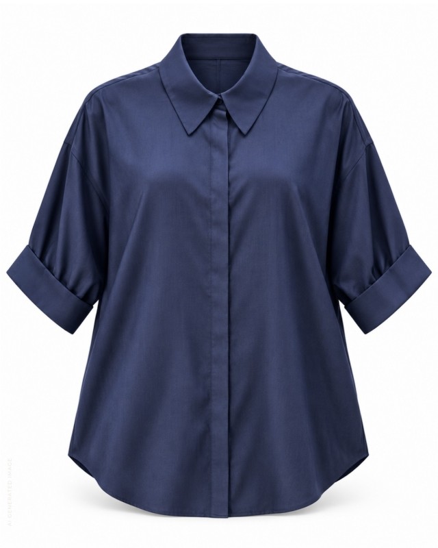 Wanda Dunkelblaue Oversize-Hemd